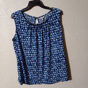 ROZ&ALI  Sleeveless top  Pleated with beats neck line Beautiful blue, turquoise,